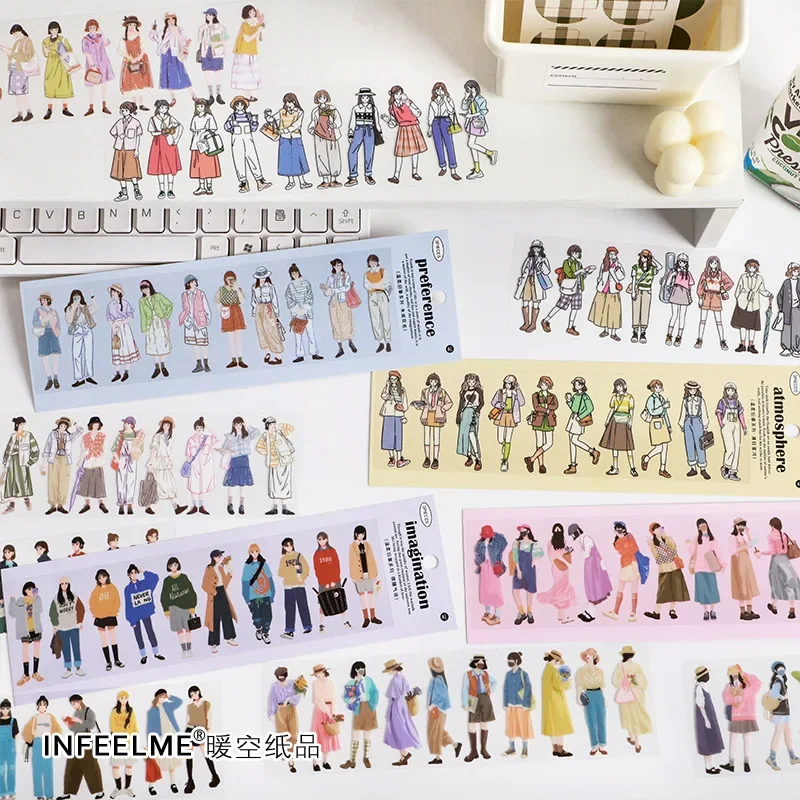 3 Sheet Cute Girls Character Stickers Collage Junk Journal Planner Deco Fashion Paper Doll Stickers Album Scrapbooking Material