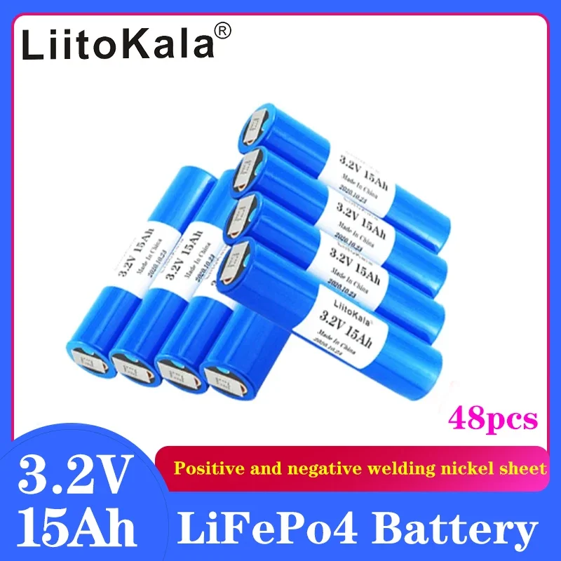 48pcs LiitoKala 33140 3.2v 15Ah lifepo4 battery 12v 24V 36V 48V 20ah 30ah 40ah 50ah ebike electric bicycles RV Motorhome scooter