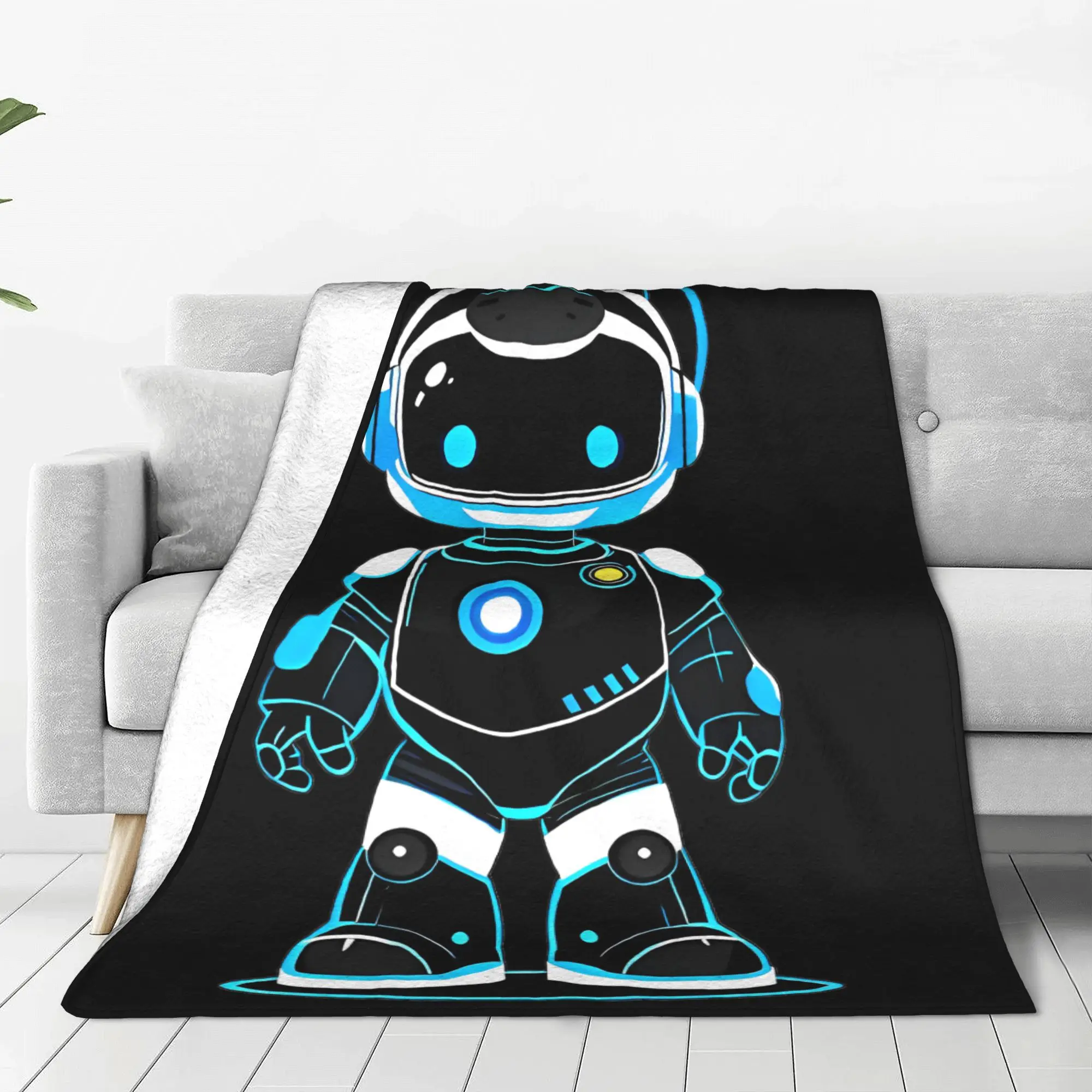 ASTRO BOT Astrobot Smiling  Blankets Video Game Flannel Awesome Soft Throw Blankets for Home Spring Autumn