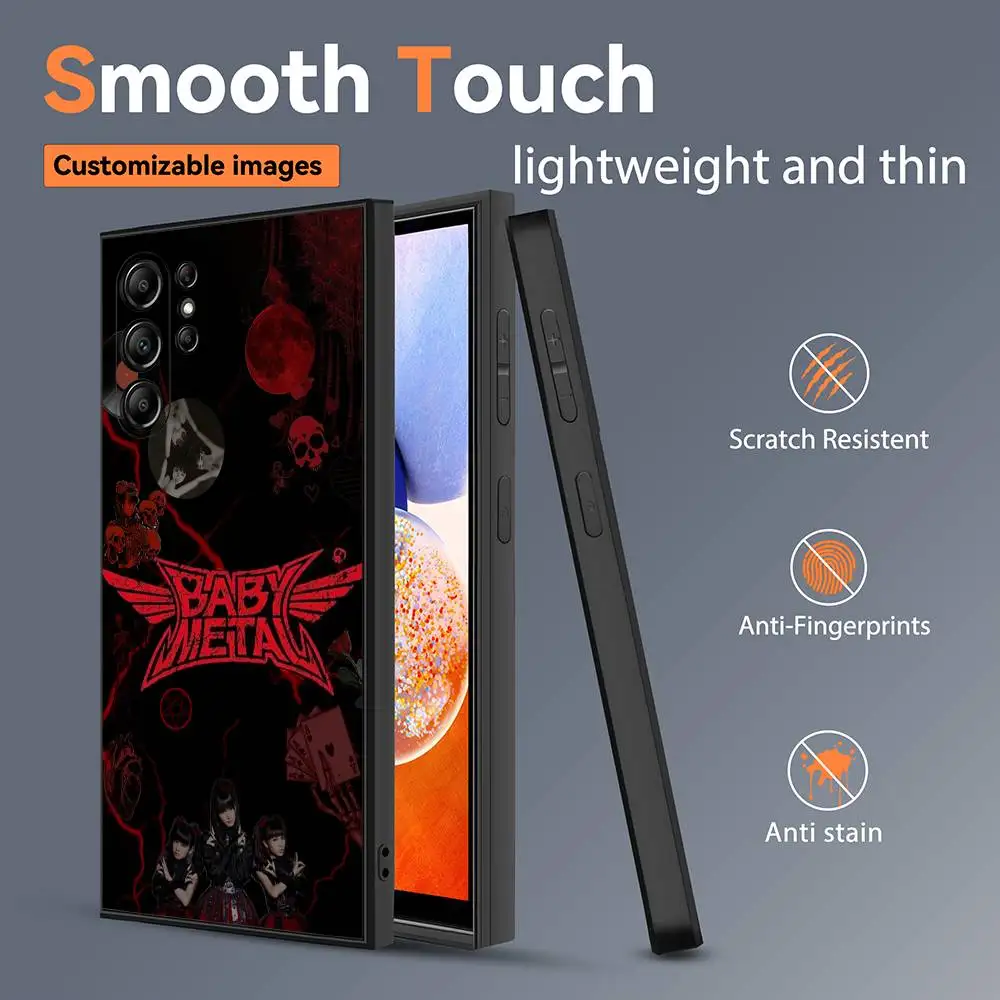 حافظة هاتف معدنية ثقيلة B-BABYMETAL لهاتف سامسونج جالاكسي S25 S24 S22 S23 Ultra S21 S20 Plus 5G حافظة حماية من السيليكون Funda