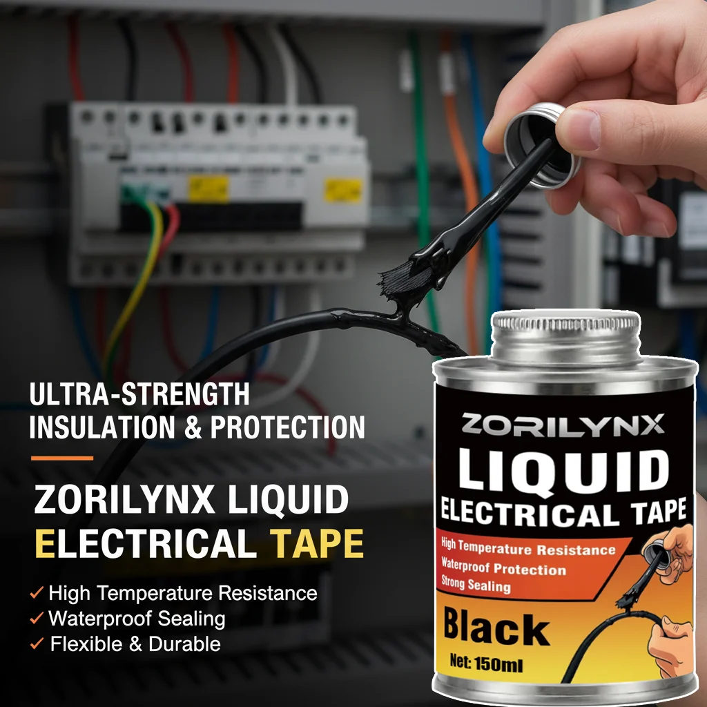 Black Liquid Insulation Tape High Temp Sealant Waterproof Electrical Wire Cable Repair Paste with Brush Applicator ZORILYNX