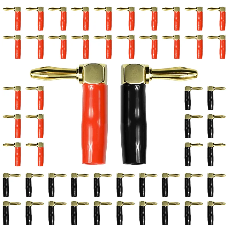 

8pcs 4mm Gold Plated 90 Degree Right Angle Banana Plug Connector Audio Speaker Plugs L Type Adapter