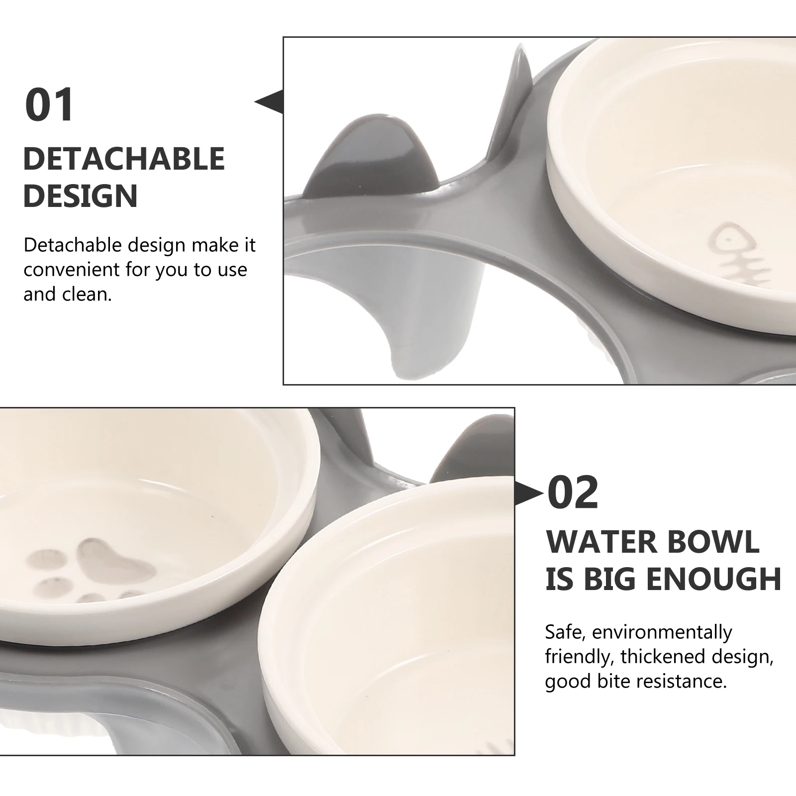 

1Set Ceramic Cat Bowl Non- Thickened Design Detachable Easy to Clean Suitable for Cats Dogs Rabbits Capacity