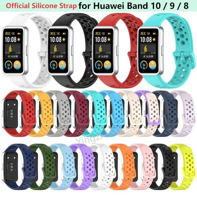 Pulseira de silicone original para huawei band 10/ 9 /8, pulseira de relógio de substituição para huawei band10 9 8, pulseira esportiva, acessórios