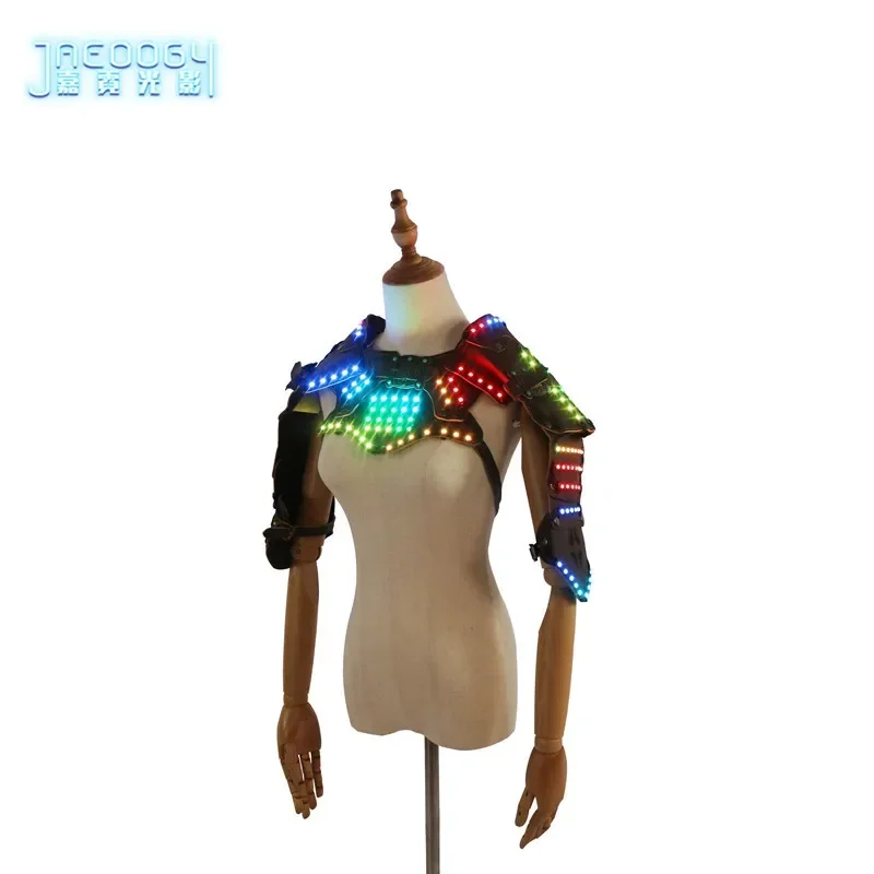 Armor Shawl with Luminous LED Clothes, Colored Lights, Suitable for Halloween, COSPLAY Party, Dance Performance Props