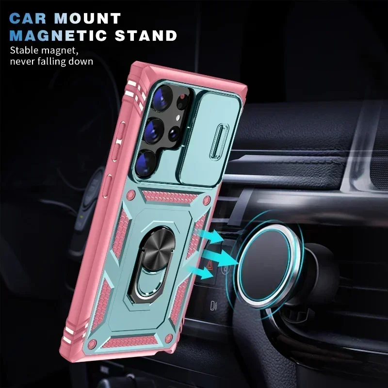 Case For Samsung S25 S24 S23 Ultra Plus S24 FE A56 A36 A16 Heavy Duty with Camera 360 Degree Rotate Kickstand Shockproof Cover