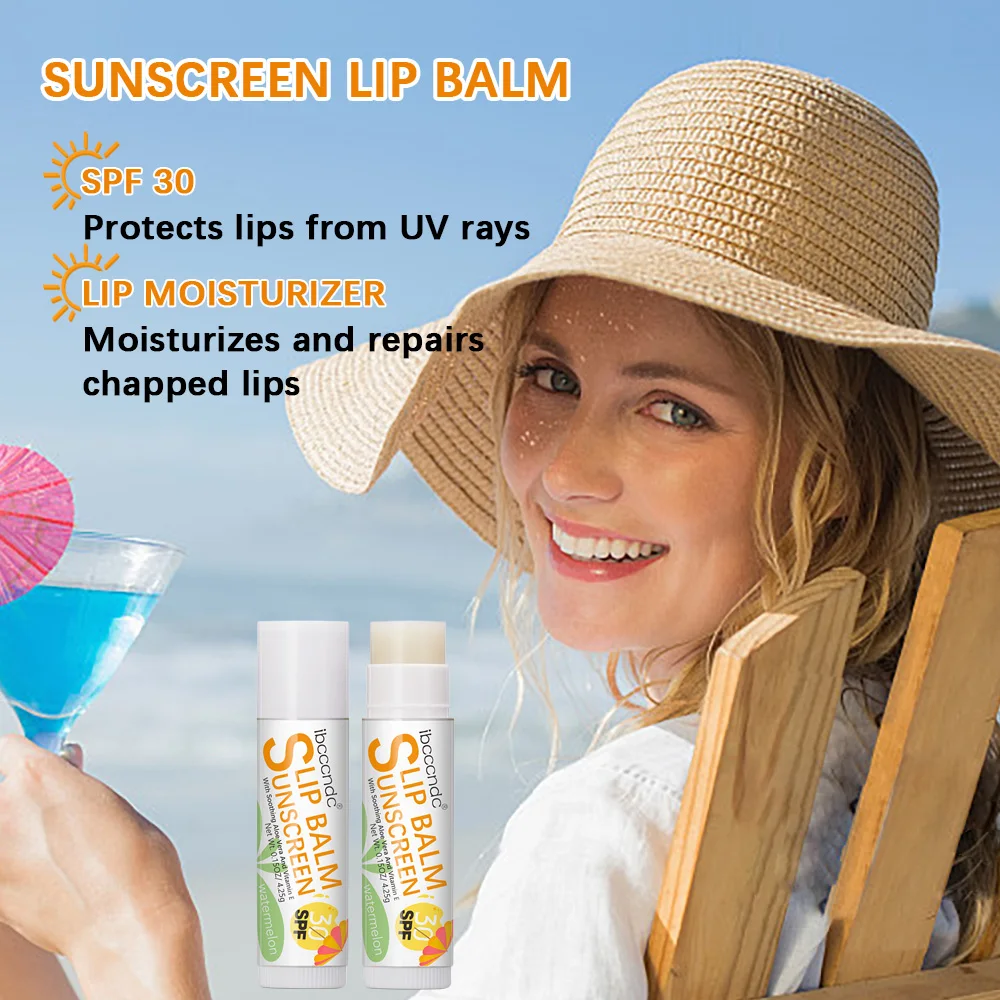 1 Piece Sunscreen Lip Balm SPF 30 UVA Protection Lips Moisturizer Watermelon Coconut Banana Flavor Colorless Lipstick Sun Care