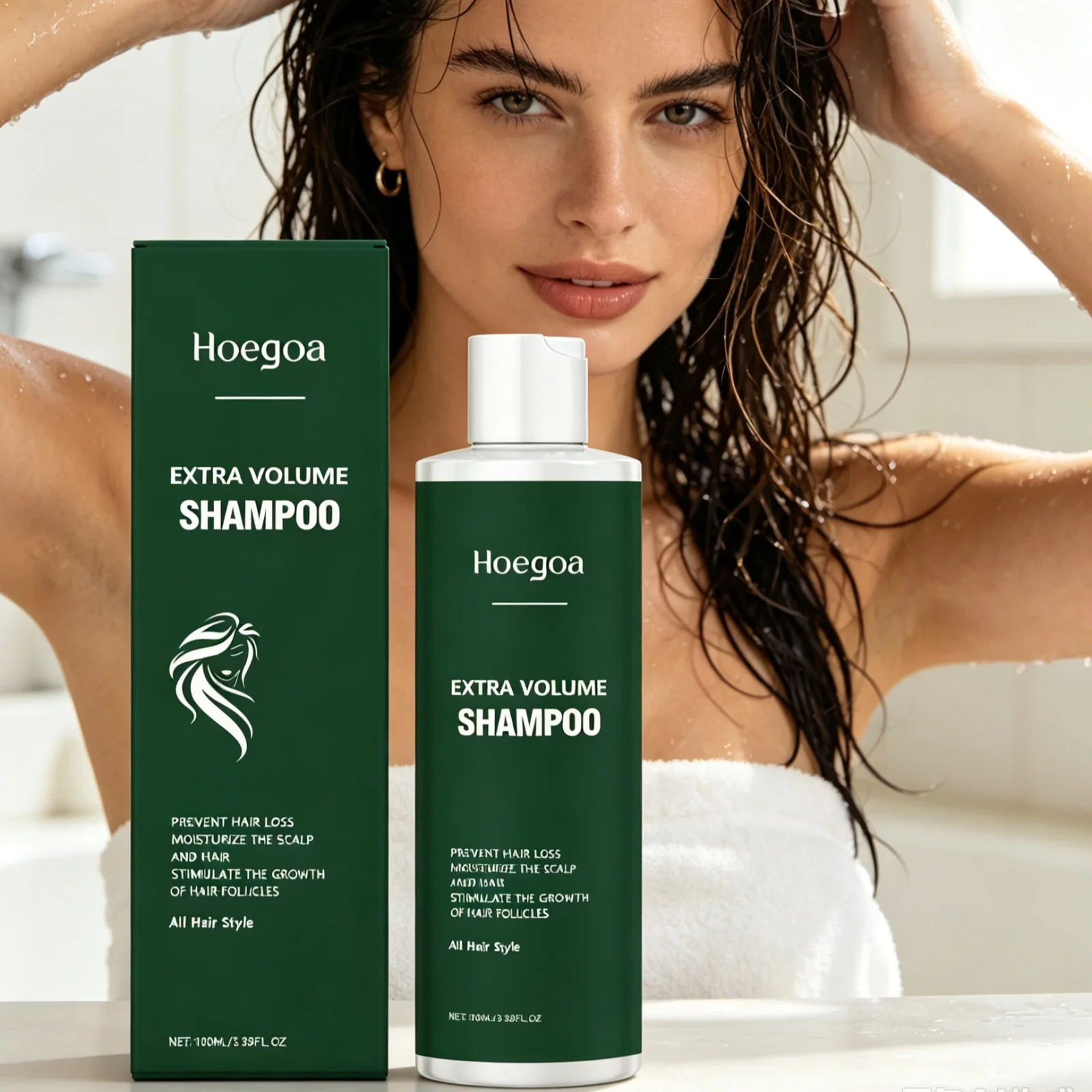 Hoegoa Hair Thickening Shampoo Deep Nourishing Hair Repair Damaged Scalp Repair Split Ends Anti Frizz Extra Volume Shampoo 100ml