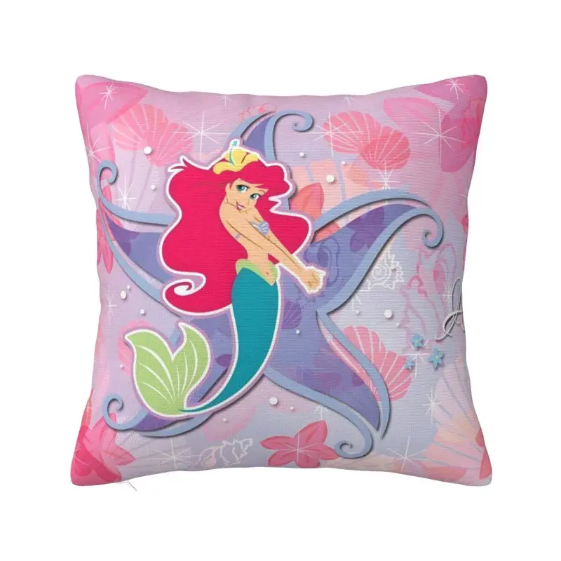 

Custom The Little Mermaid Anime Cute Cushion Cover Sofa Home Decorative Square Pillow Case