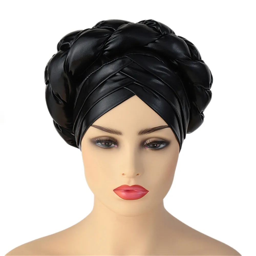 Forehead Cross Turban Cap for Women Braid Head Wraps African Lady Cap Muslim Headscarf Bonnet Turbante Mujer