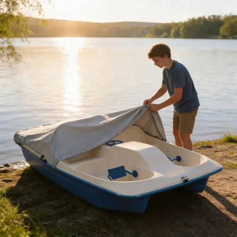 Sturdy Fabric Boat Cover Protects Against Rain Sun And Snow