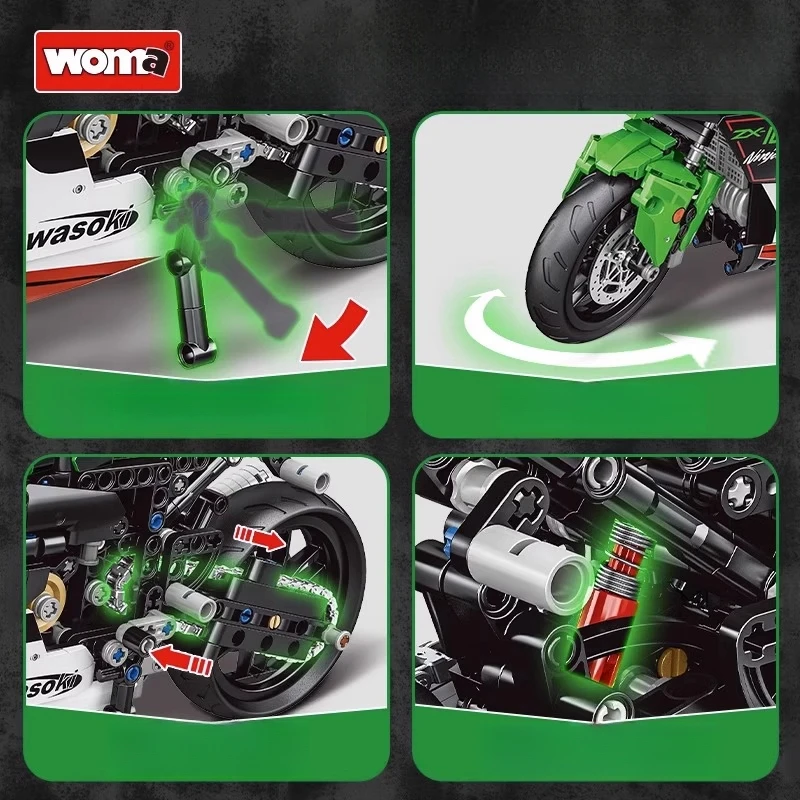 Technical ZX-10R Motorcycle Car Model Building Blocks Bricks MOC City Racing Motorbike Toys Gifts For Children Kids 1005Pcs