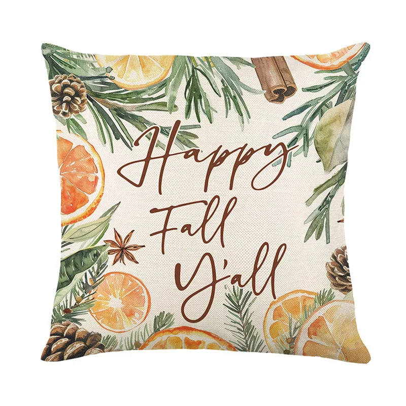 Autumn Plant Printed Linen Pillowcase Pillowcase Living Room Sofa Cushion Cover Home Decoration