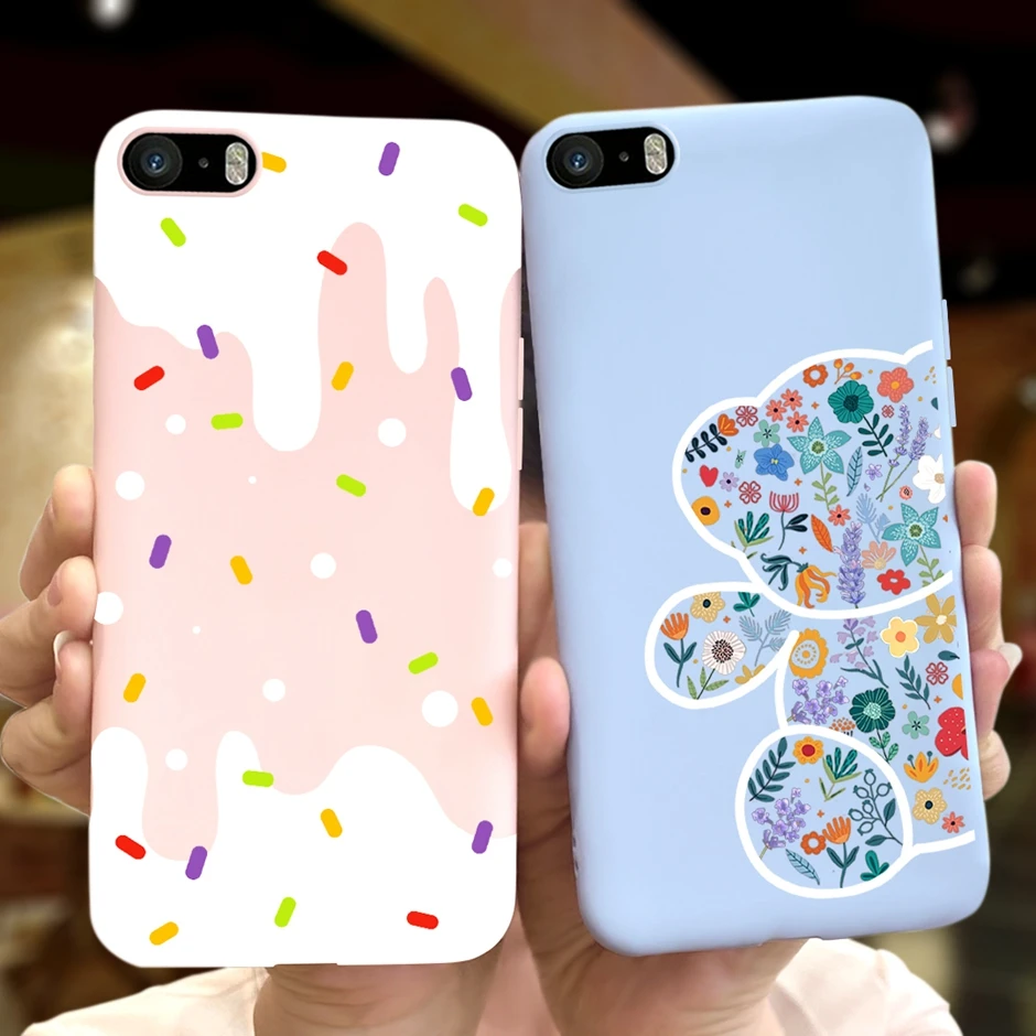 For Apple iPhone 5 5S 5SE Soft Floral Pattern Silicone TPU  Back Cover For iPhone 5 S SE A1428 A1429 A1442 Phone Case