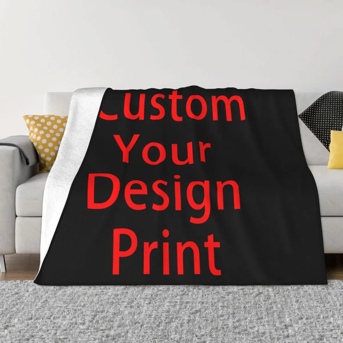 Custom Your Design Blankets Breathable Soft Flannel Summer Customized Logo Printed Throw Blanket for Couch Home Bedding