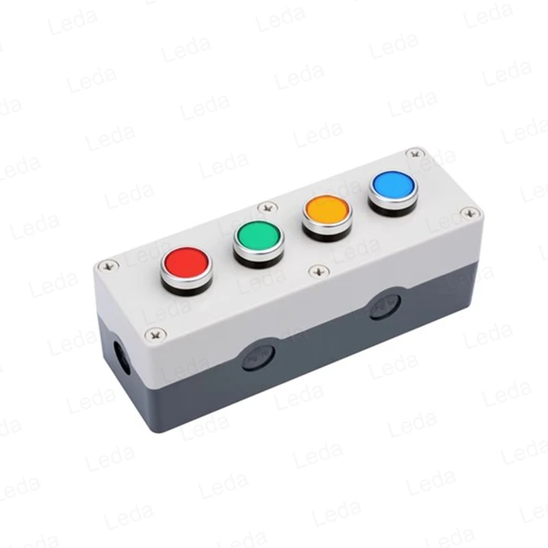 

1Pcs Switch Power Start Stop Knob Control Box With Light Button 1/2/3/4 Hole Reset Jog Self-Locking 24V 220V