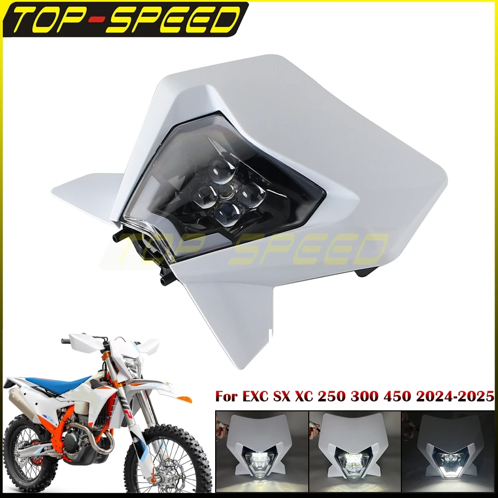 

Motorcycle Headlight LED High Low Beam DRL Headlamp Dirt Bike Front Light Fairing For EXC SX250 SX300 SX450 XC 250 300 450 2024-