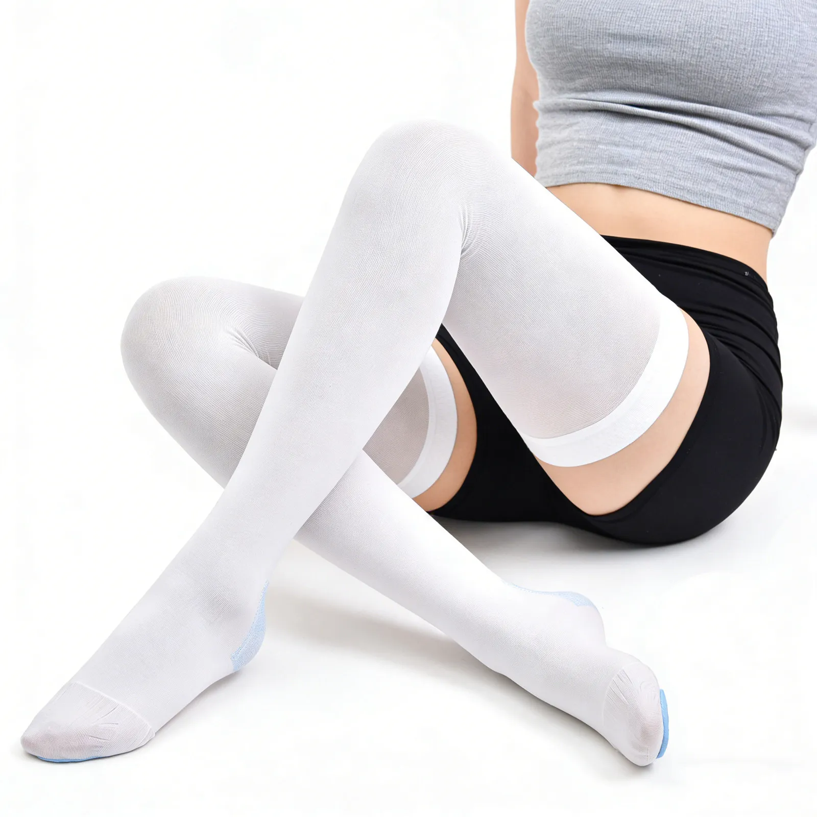 

1 пара компрессионных носков для женщин, длинные поддерживающие медицинские эластичные чулки выше колена, для облегчения состояния при варикозном расширении вен, противотромбозные.