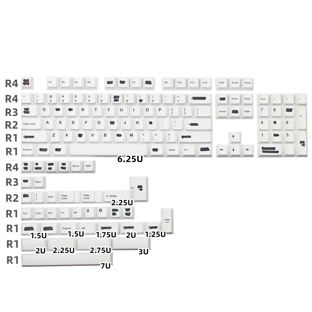 Minimalist White Keycap GMK Doodle 142 Keys Cherry Profile PBT DYE Subbed Keycaps For GH60 GK61 GK64 68 75 82 84 86 96 104 108