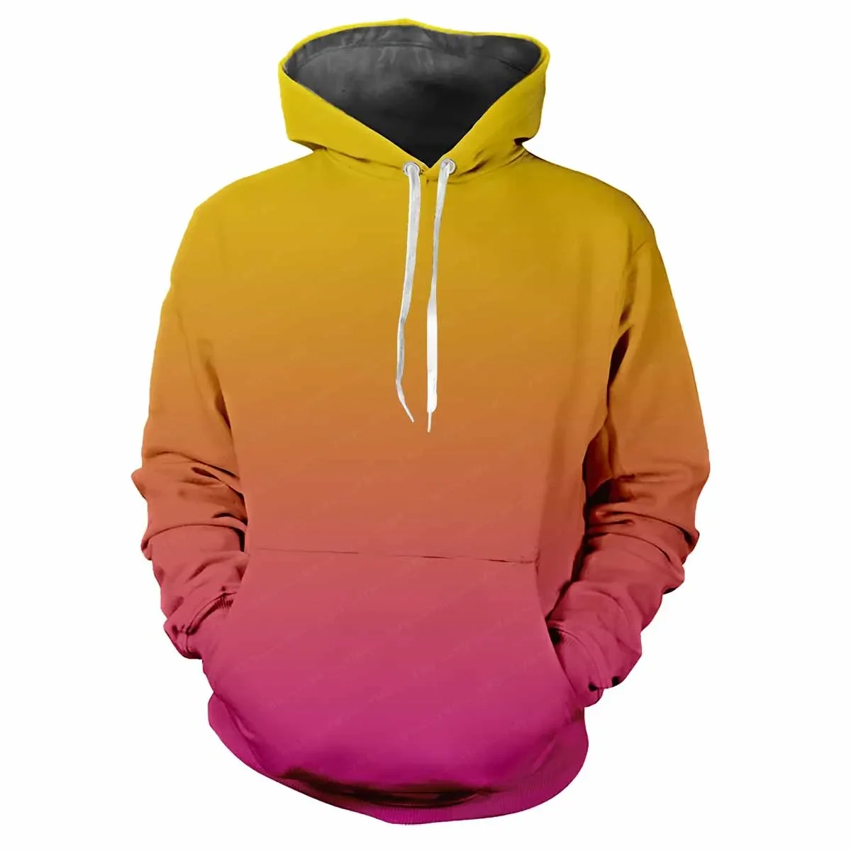 Trendy men's Hoodie Printed Change Color  Patterns Digital Printing Casual Long Sleeved Hooded Thick Fabric Tops