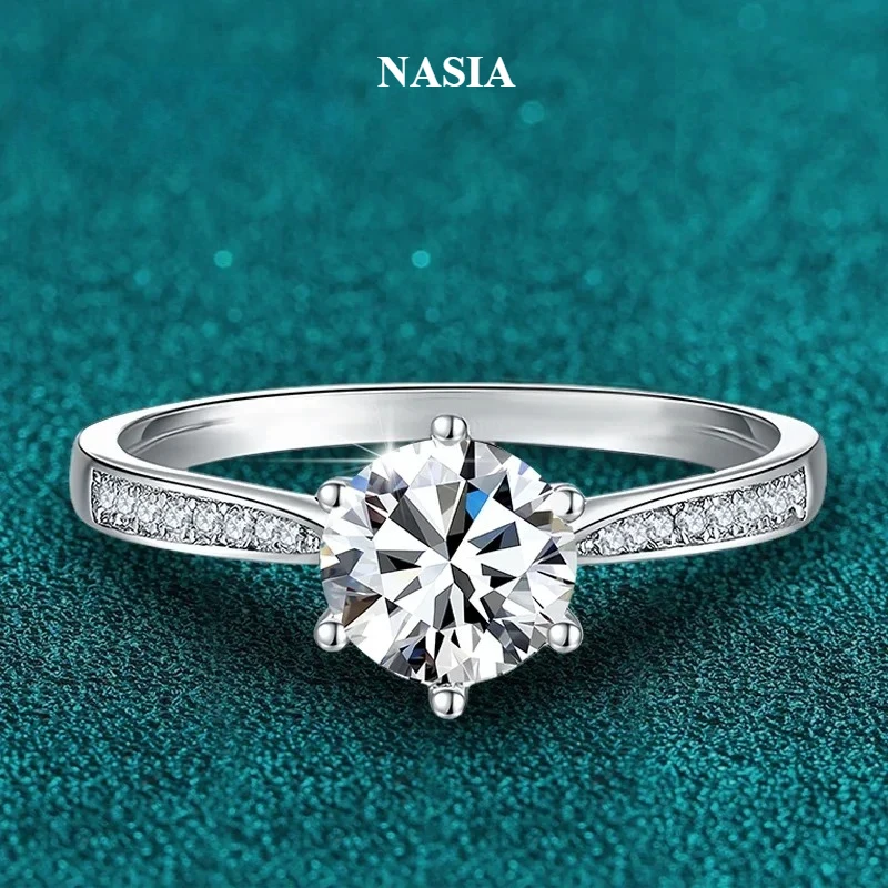 NASIA 3 Carat Moissanite Wedding Ring for Women S925 Sterling Silver Round Brilliant Lab Diamond Engagement Rings Gift 2026