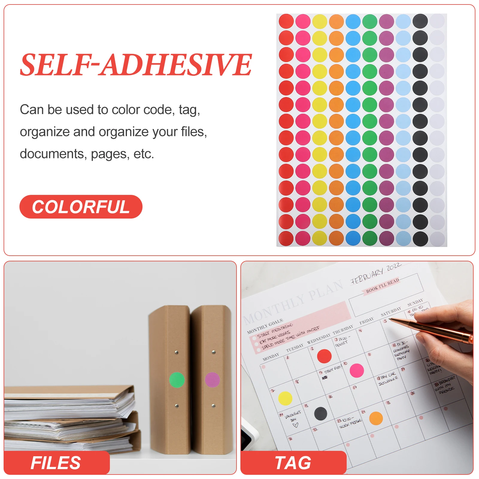

5pcs Colored Dot Stickers Self Adhesive Mini Round Labels for School Craft Projects Organization Stationery Kids Arts