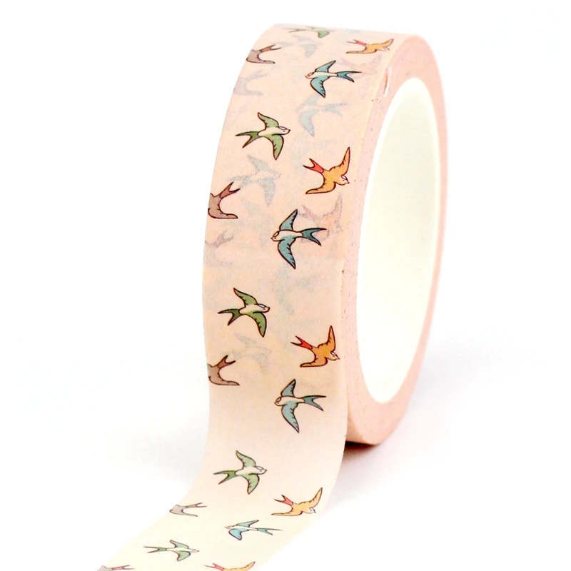 2023 NEW 1X 10M Decorative Neutral Beige Swallow Paper Washi Tape for Planner Adhesive Masking Tape Kawaii Papeleria