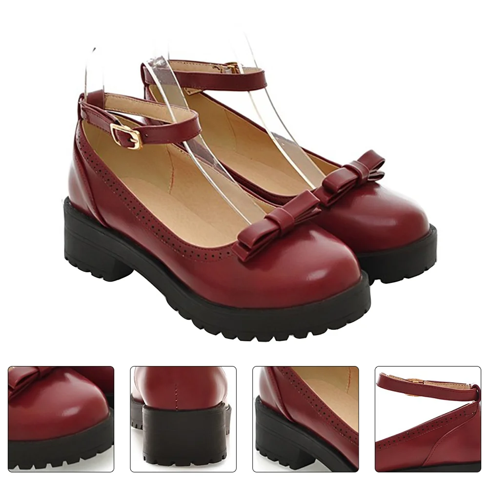 Sandálias femininas de salto alto plus size vestidos jane cinta para vermelho respirável senhora sapatos simples bowknot trabalho feminino