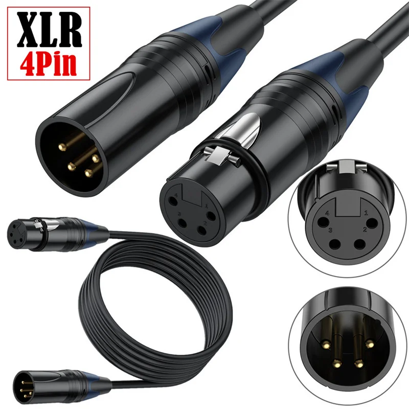 4-pin Male to Female 4Pin XLR Power Supply Cable For DSLR Camera Cable 0.5M 1.8M 3M 5M