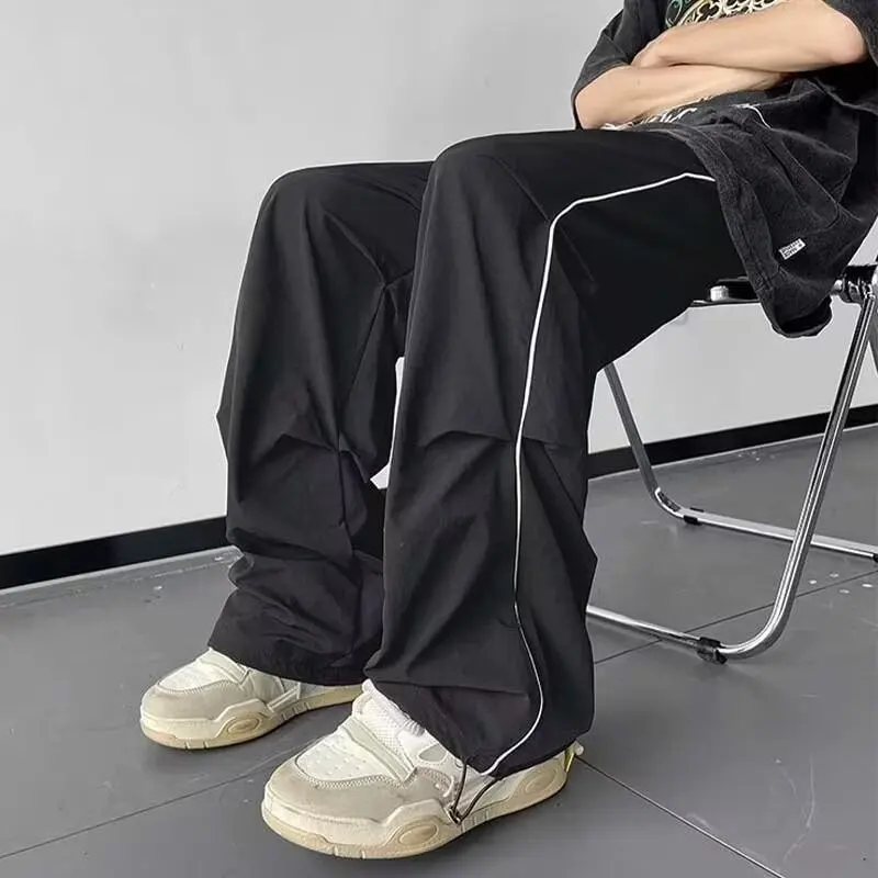 

New Ice Silk Quick Drying Pants Lightweight Outdoor Casual Work Pants American Wide Leg Pants Hanging Sports Pants for Men