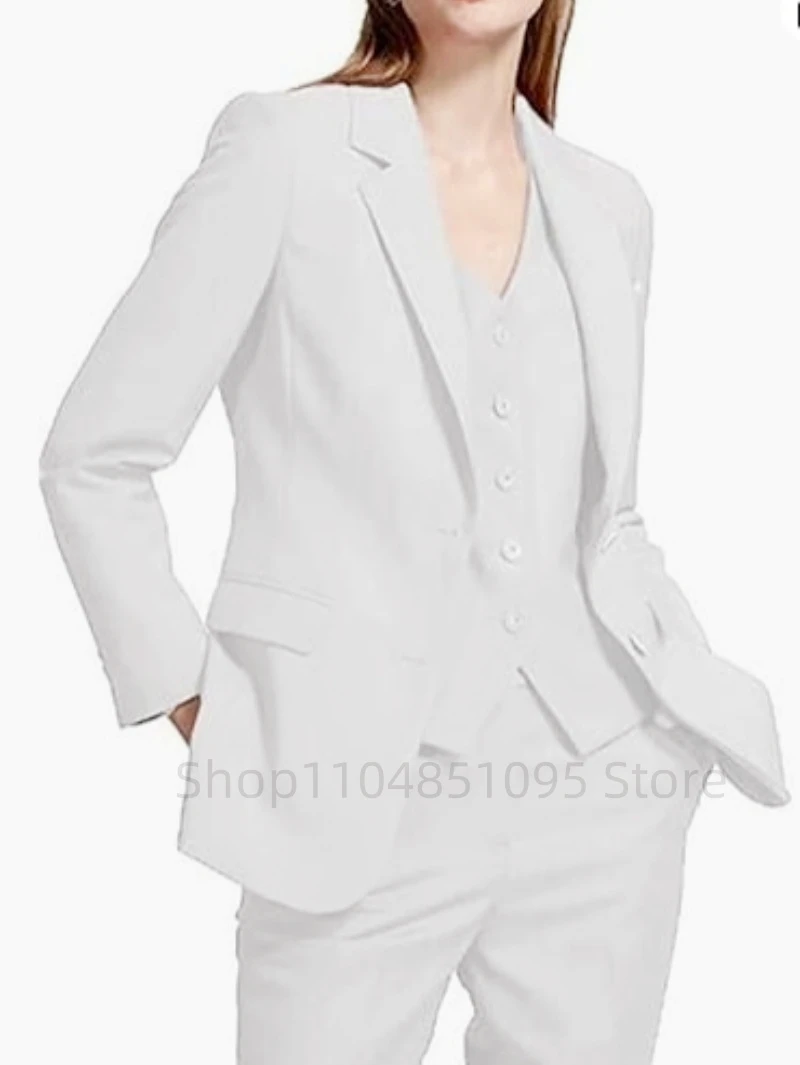 Picture 4: Gray Women's Suit Blazer Vest Pants 3 Piece For Office Work Slim Fit Burgundy Jacket Sets Formal Wedding Business Clothing