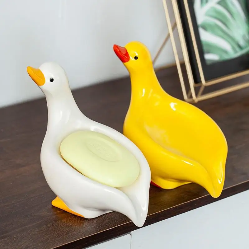 Soap Dish Duck Shape Soap Container Keeps Soap Dry Drainage Tray for Shower Bathroom Kitchen Toilet Decoration