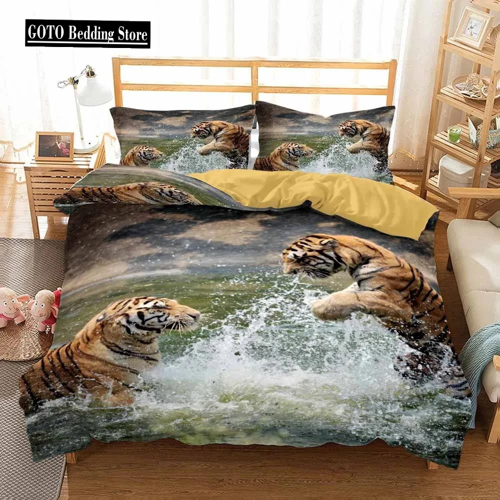 

Tiger Bedding Set Bedclothes Printed 3d Animals Duvet Cover Sets Double Bed Super King Queen Single Adult Size Quilt Covers Hot