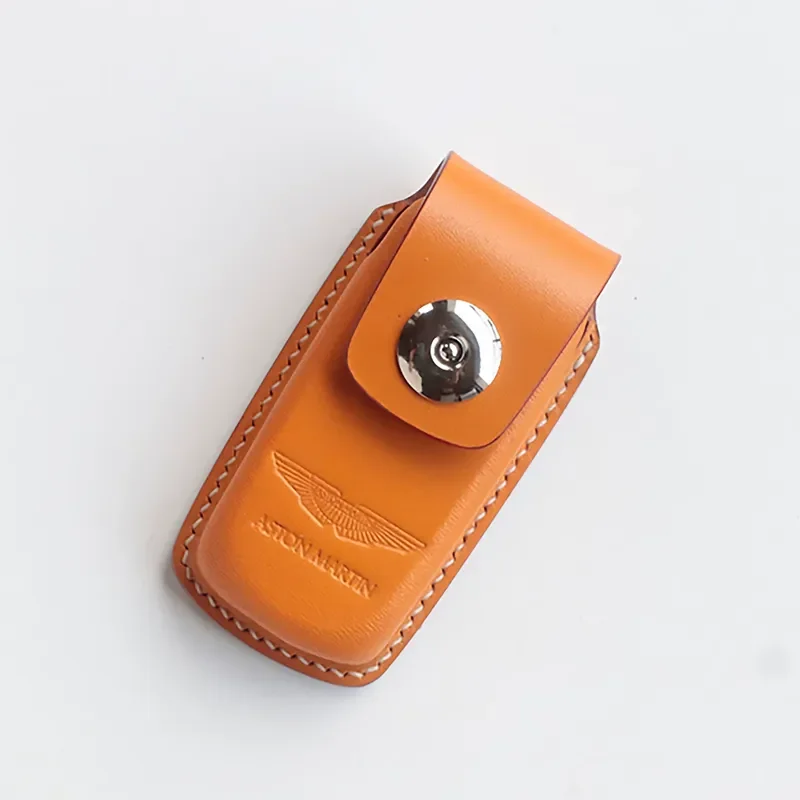 for Aston Martin Key Bag Leather Handmade 3D Texture All Inclusive Old Crystal Head Key Cover Scratch Proof