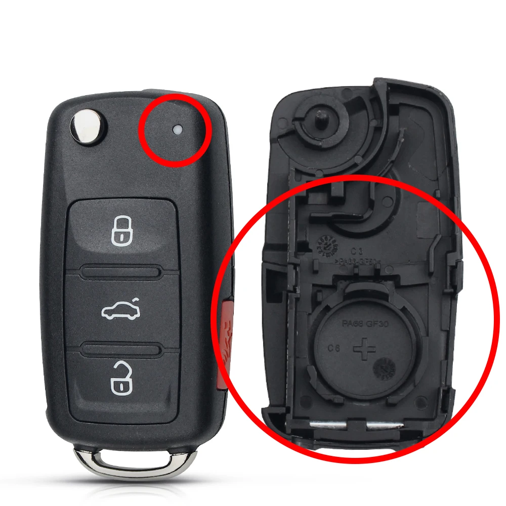 KEYYOU 10 TEILE/LOS 2-Tasten Klappbare Auto-Fernbedienungsschlüsselhülle für VW für Volkswagen Golf MK4 Bora – Detail 4