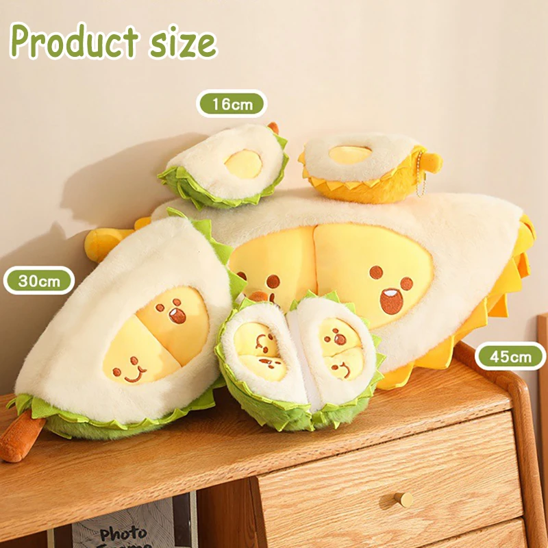 Kids Creative Simulation Detachable Durian Plush Toy Fun Tearable Peeling Durian Plush Pillow Fidget Toy Boys Girl Birthday Gift
