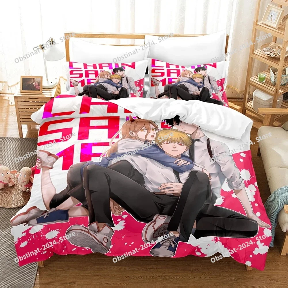 

3D Print Anime Chainsaw Man Bedding Sets Duvet Cover Set With Pillowcase Twin Full Queen King Bedclothes Bed Linen Home Textiles
