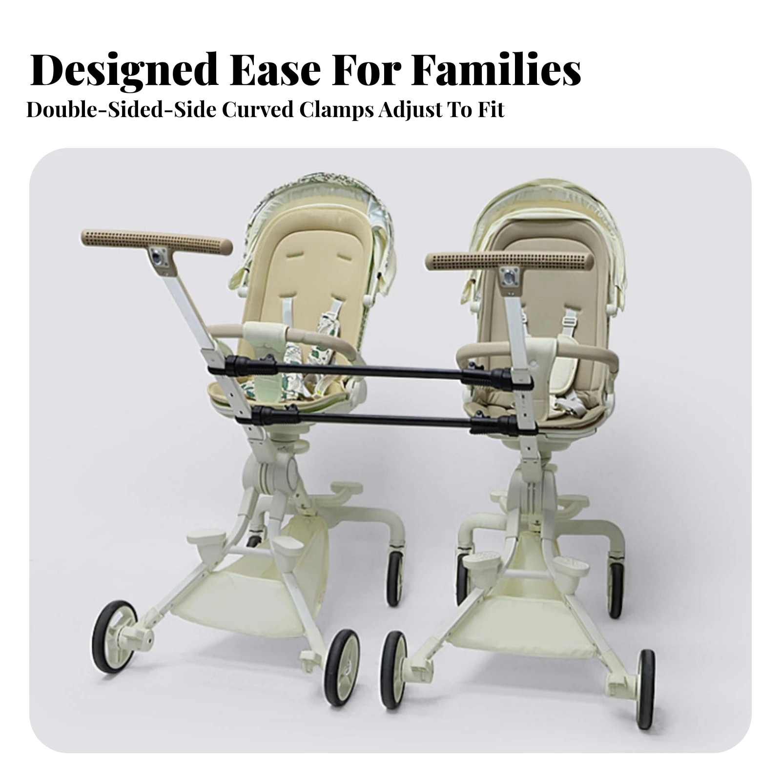 Twin Stroller Connector Heavy-Duty Double Stroller Connector Compatible Easy to Install for Parents of Twins, Outings, Travel