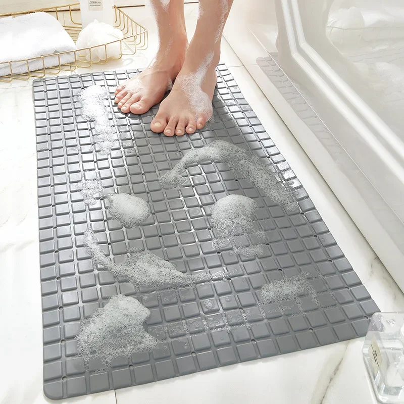 Premium PVC Bath Mat 1pc Non-Slip with Suction Cups And Drain Holes 27.9x15.7inch/71x40cm Safe Shower Bathroom Mat Easy to Use