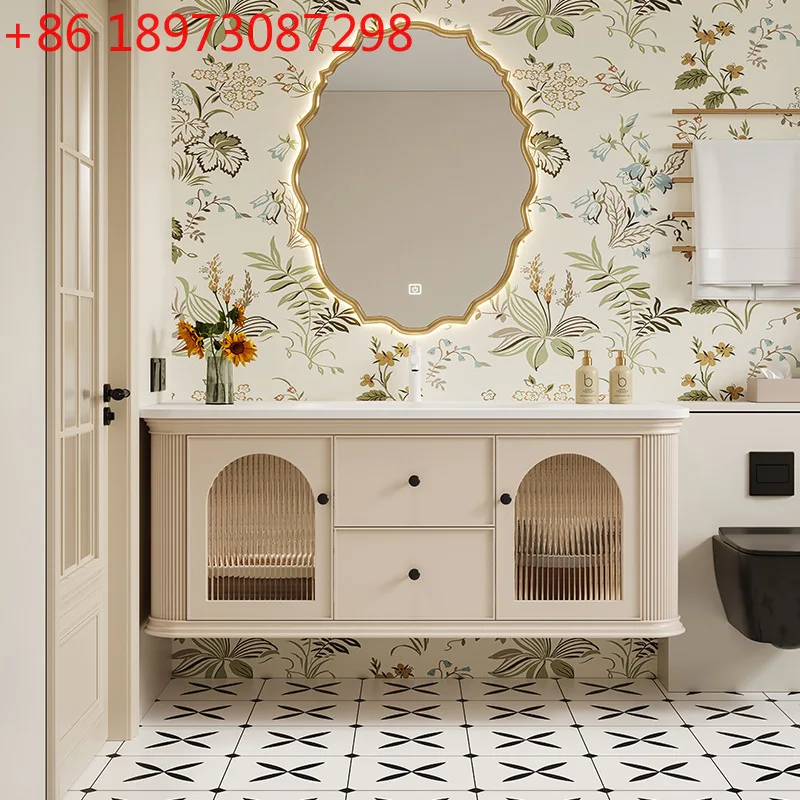 

Imported DuPont Corian integrated basin washbasin rock slab seamless ceramic washbasin bathroom cabinet combination washbasin