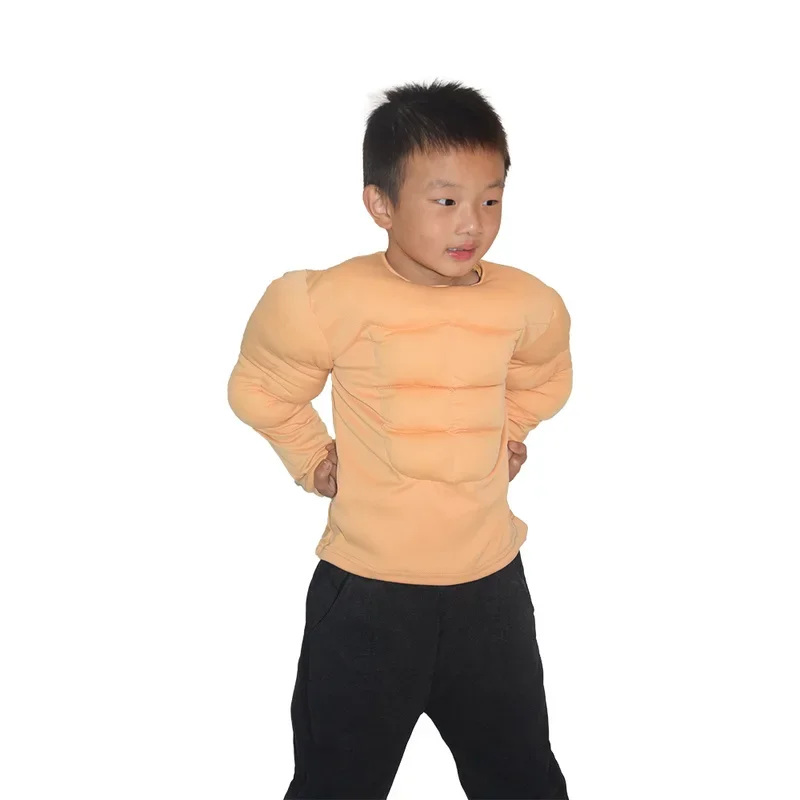 Disfraz de superhéroe para niño, disfraz divertido de músculos pectorales falsos, chaleco de Halloween, trajes para niños, Cosplay, camisa en el pecho, trajes Costu * 8 * Q