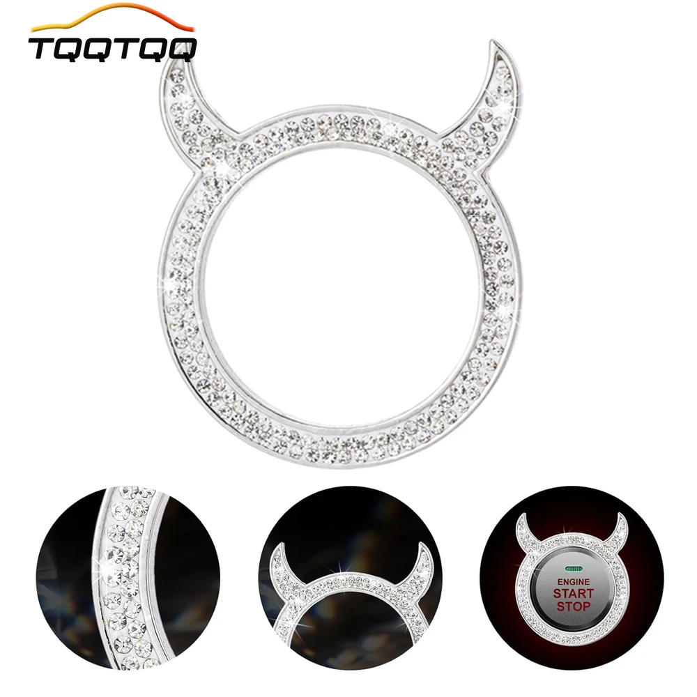 

1PCS Car Bling Ring Crystal Car Stickers Rings, Push Start Button Bling Ignition Ring Sticker,Bling Car Interior Accessory
