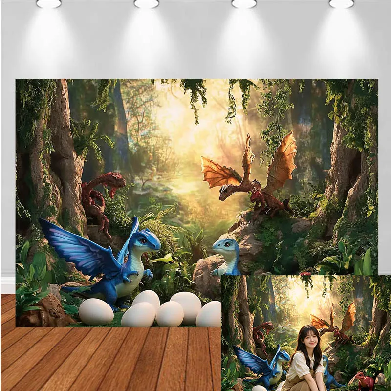 

LS Photography Backdrop Forest Dinosaur Egg Jurassic Boy Decor Birthday Cake Smash Kids Adult Portrait Photo Background Studio