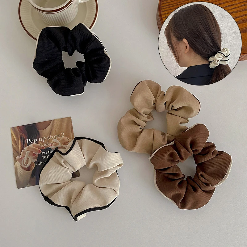 Coletero elegante para el cabello, coletero blanco y negro, Color café con leche, Anillo para el cabello, accesorios para el cabello DIY