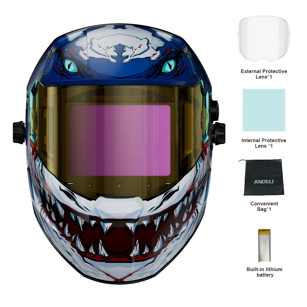 Casque De Soudage ANDELI 4 LED - Grand Écran Panoramique True Color 9,5x9,1cm Assombrissement Auto