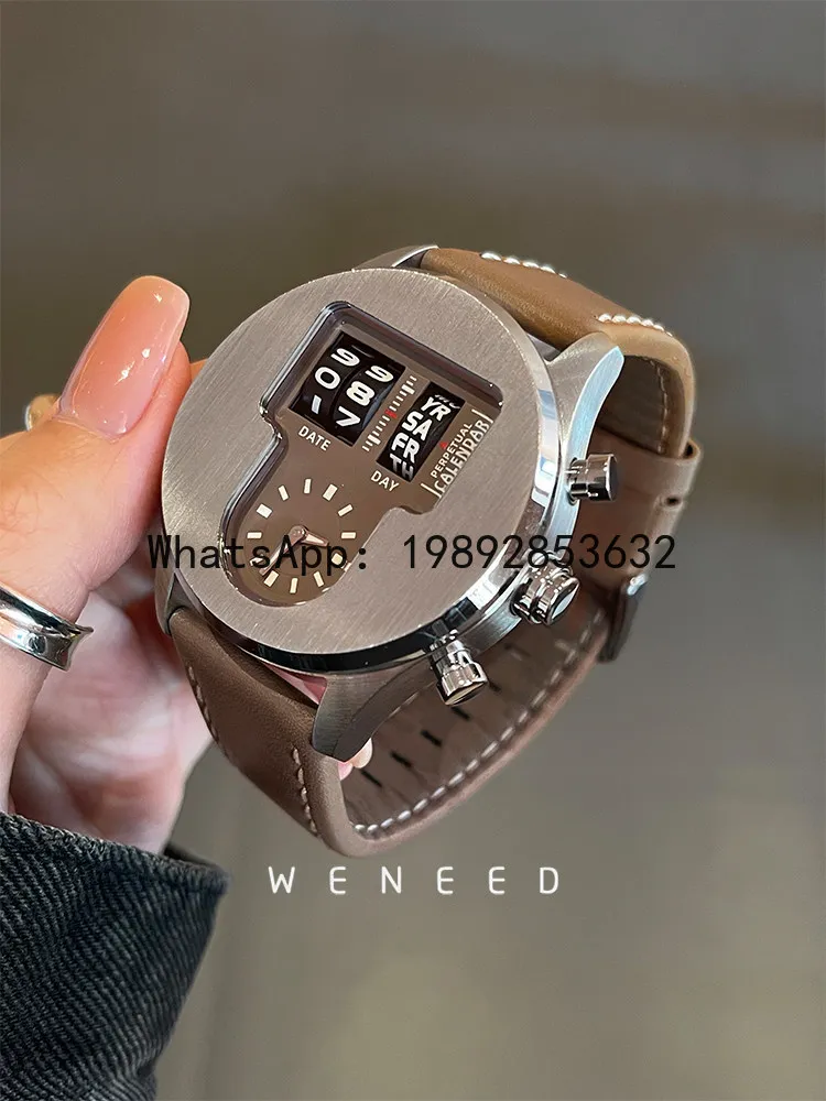 

X-29 Women's Watch, Niche Retro Style, Unique Mechanical Design, Stainless Steel, Large Dial, Genuine Leather Strap, Ladies'