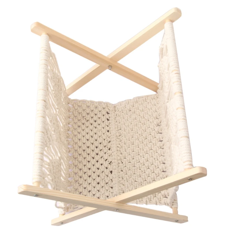 Macrame Magazine Rack Boho Magazine Holder Storage Standing Basket for Newspaper Dropship