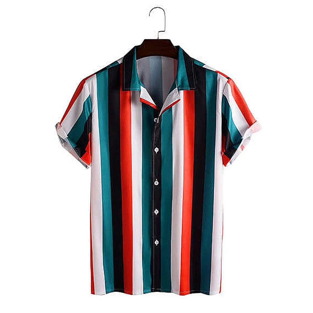 Men\'s 2024 Summer New Shirt 3D Digital Printing Casual Fashion Striped Shirt Thin Beach Oversized Daily Vacation Tops Clothing