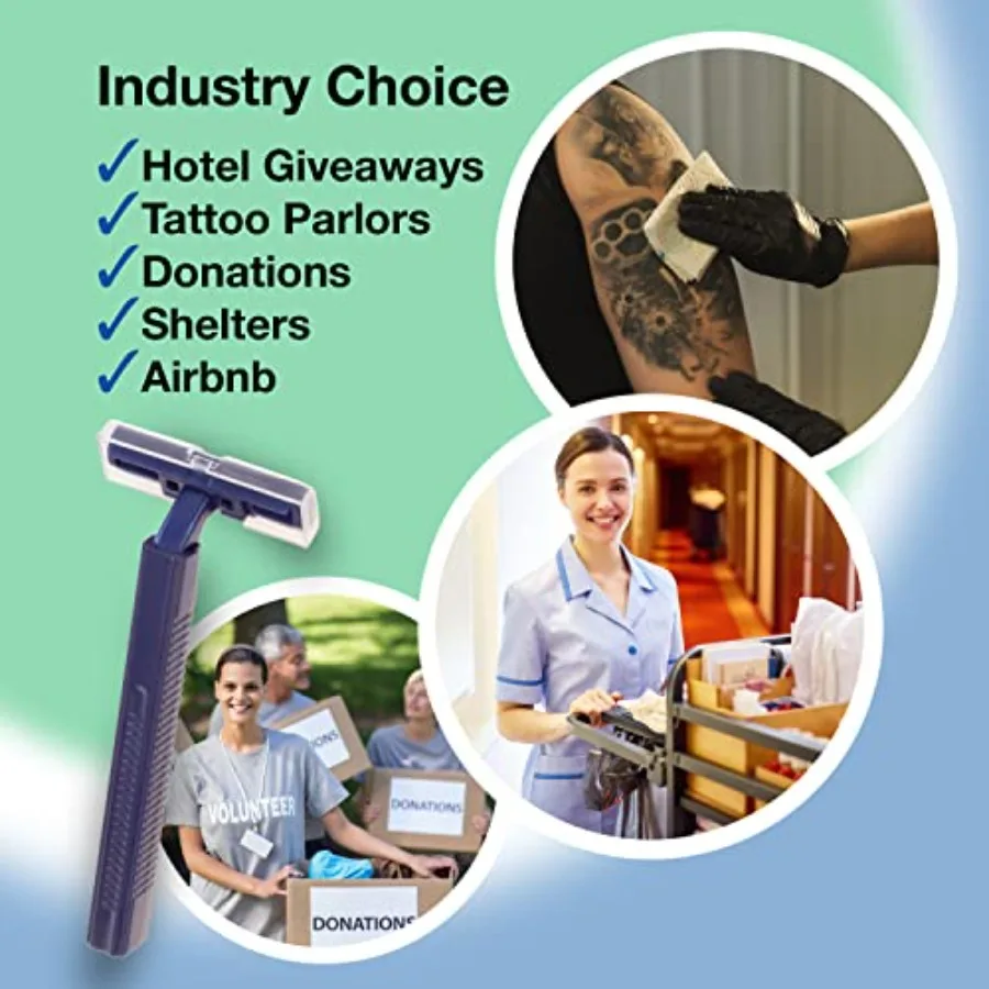 Freshscent Confezione da 144 rasoi a doppia lama confezionati singolarmente con cappuccio di sicurezza trasparente usa e getta per l'uso quotidiano Confezione sfusa nella custodia f