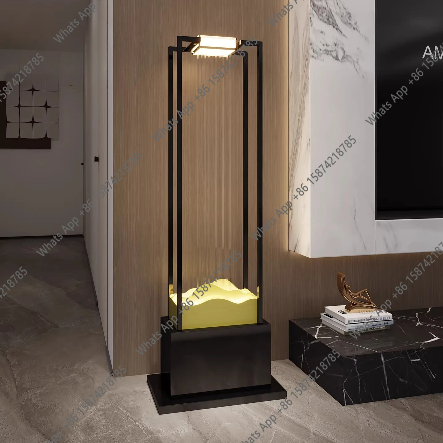 

Напольный цветочный стенд из нержавеющей стали с циркулирующей водой, имитирующий текущую воду, для интерьера гостиной, в античном стиле.